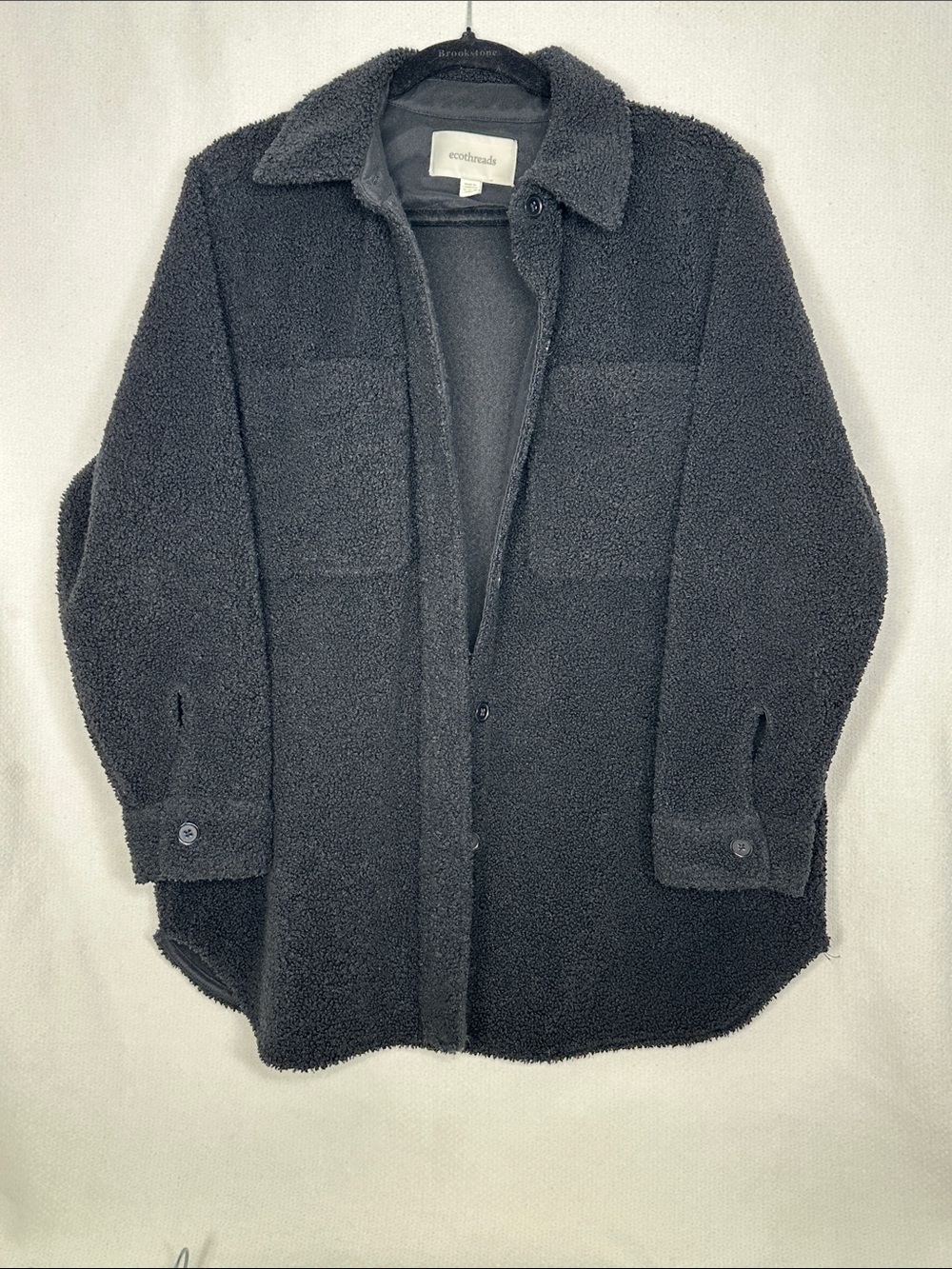EcoThreads Black Lightweight Sherpa Shirt Jacket